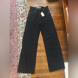 Levi's Black Ribcage Wide Leg Jeans
